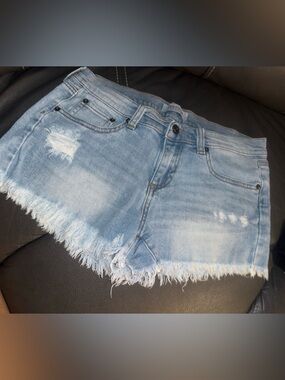 Just USA Light Blue Distressed Denim Cutoff Shorts